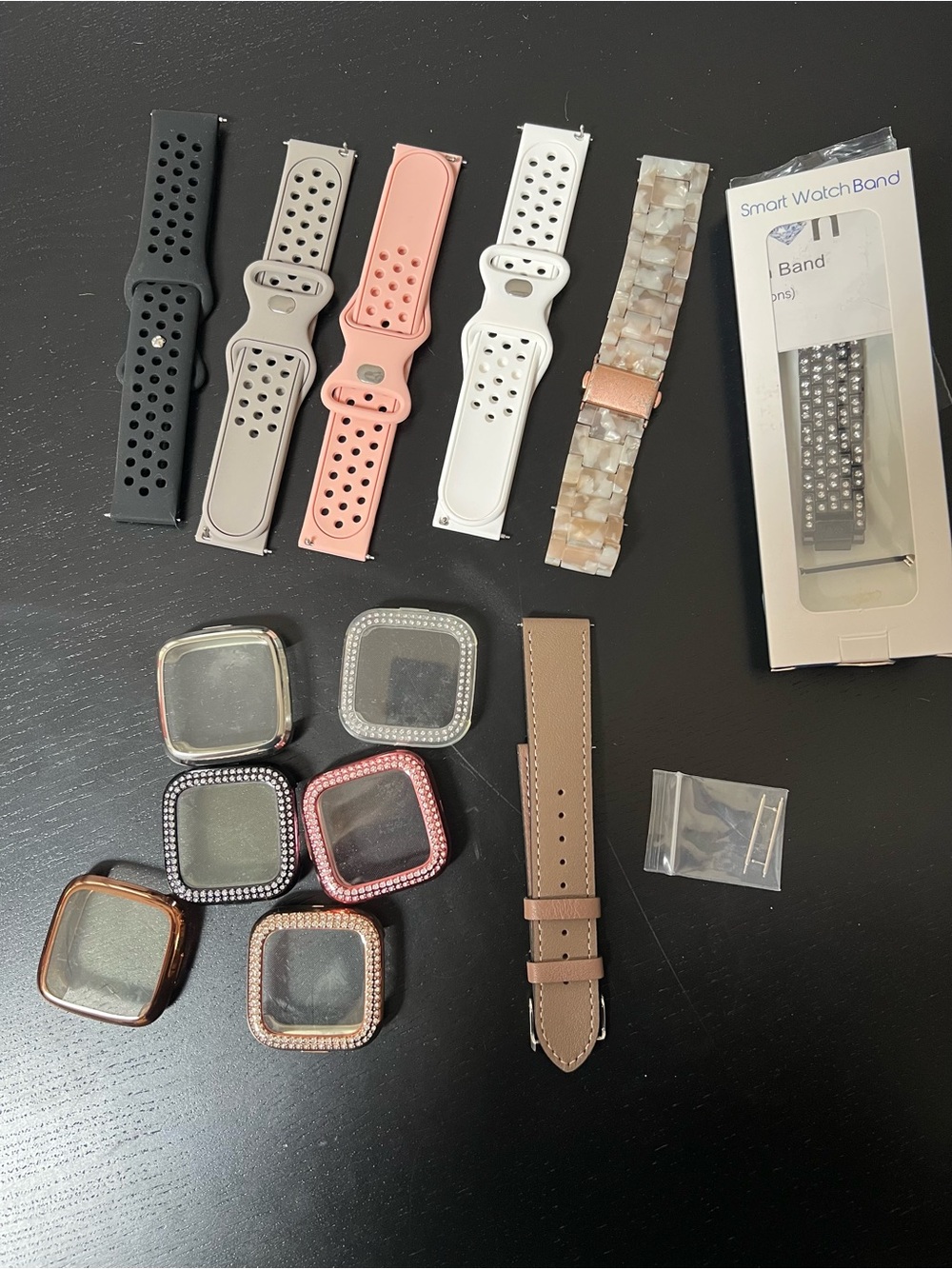 FITBIT VERSA 2  Universal Pink and White Smart Watch Bands and Protective Bezels
